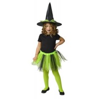 SET FALDA TUTU SOMBRERO LILA BRUJA