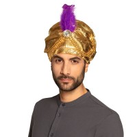 TURBANTE SULTAN ORO PLUMA VIOLETA