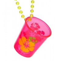 COLLAR CON VASO VIDRIO HIBISCUS ROSA NEO