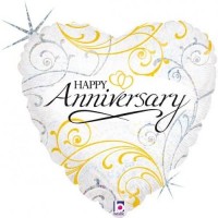 GLOBO 18" FOIL CORAZON ANNIVERSARY