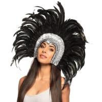 TOCADO PLATA PLUMAS NEGRA BAILARINA ZAMB