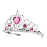 TIARA INFANTIL PLATA PIEDRAS ROSAS