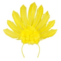 DIADEMA TOCADO PLUMAS SAMBA AMARILLO