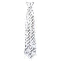   CORBATA CON LENTEJUELAS PLATA 40CM