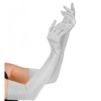 GUANTES ADULTO LARGOS SATEN PLATA 60CM