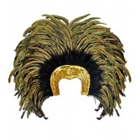 TOCADO BRASIL ORO PLUMAS NEGRA/ORO