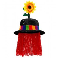 SOMBRERO PAYASO NEGRO CON GIRASOL