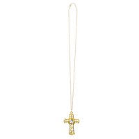 COLLAR CRUZ C/PIEDRA METAL ORO