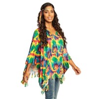  PONCHO T-UNICA FLECOS HIPPIE