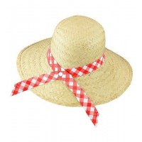 SOMBRERO PAJA GRANJERA LAZO ROJO/BLANCO