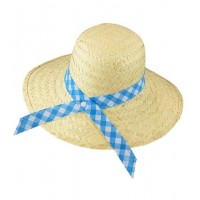 SOMBRERO PAJA GRANJERA LAZO AZUL/BLANCO