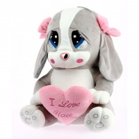 PELUCHE PERRITA CABEZONA ROSA 28CM