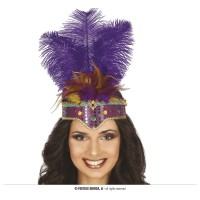 TOCADO DIADEMA ADULTO PLUMAS LILA
