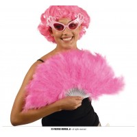   ABANICO PLUMAS ROSA 25CM
