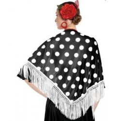 MANTON SEVILLANA NEGRO LUNARES BLANCOS