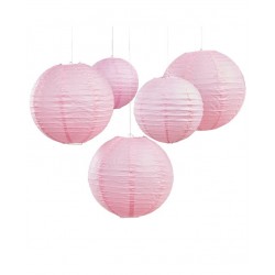   5 FAROLILLOS REDONDO ROSA PASTEL