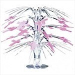 CENTRO MESA CASCADA CRUZ ROSA 21,6CM