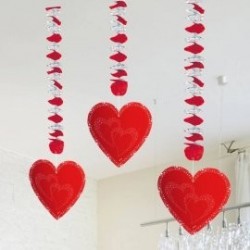3 TIRAS COLGANTES ESPIRAL CORAZON 75CM
