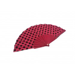ABANICO PL FUCSIA LUNARES NEGROS 23CM
