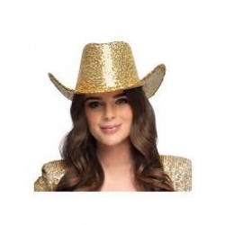SOMBRERO ADULTO COWBOY LENTEJUELAS ORO