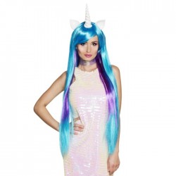 PELUCA EXTRALARGA CUERNO UNICORNIO