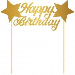 DECORACION TARTA BIRTHAY ESTRELLAS ORO