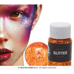 BOTE GLITTER GEL NARANJA 20GR