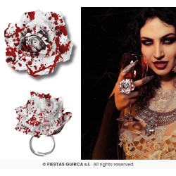 ANILLO METAL C/ROSA SANGRIENTA TELA