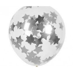 5 GLOBOS 11" LATEX CONFETI ESTRELLA PLAT