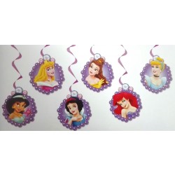 $D 6 COLGANTES TIRA ESPIRAL PRINCESAS