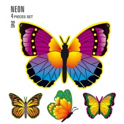 SET 4 MARIPOSAS NEON 32CM SURT.