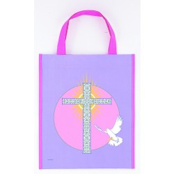 BOLSA COMUNION CRUZ PALOMA ROSA