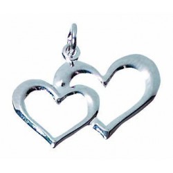 PAQ.24/U APLIQUE DOBLE CORAZON PLATA