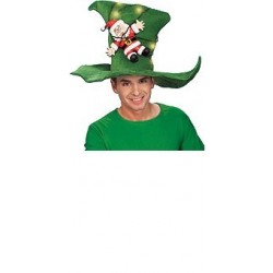SOMBRERO VERDE C/SANTA CLAUS Y LUCES