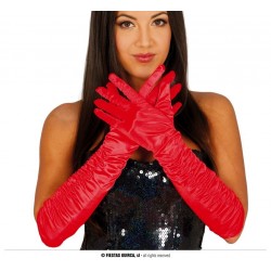   PAR GUANTES ROJOS PLISADOS 45CM