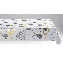 MANTEL PLAST METAL BODA 137X274CM