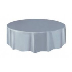  MANTEL PLASTICO REDONDO PLATA 213CM
