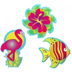 PAQ.3/U SILUETA CARTON FLOR,FLAMINGO,PEZ