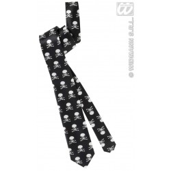 CORBATA RASO NEGRA CALAVERA BLANCA ADULT