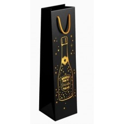 BOLSA BOTELLA NEGRA BRINDO 8X10X35CM