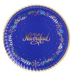   BANDEJA REDONDA AZUL NAVIDAD 30CM