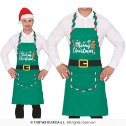 DELANTAL VERDE MERRY CHRISTMAS