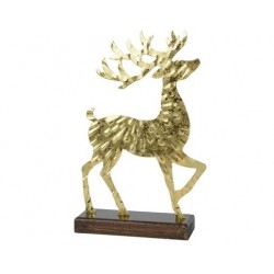 RENO METAL ORO C/BASE MADERA 26CM