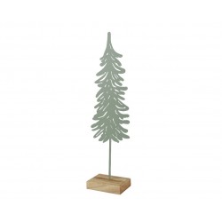 ARBOL NAVID METAL VERDE BASE MADERA 37CM