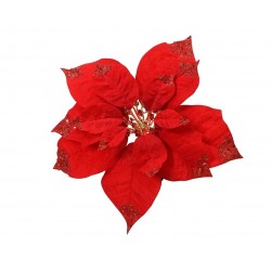 FLOR PASCUA TRABA TERCIOPELO ROJO 25CM