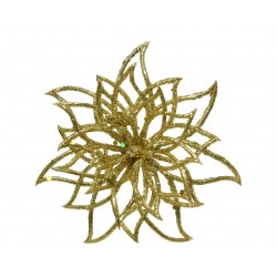 FLOR PASCUA TRABA PURPURINA ORO 14CM