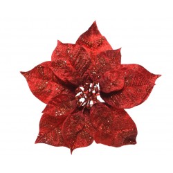 FLOR PASCUA TRABA GLITTER ROJO 26CM