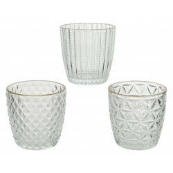 PORTAVELAS CRISTAL BORDE ORO 7,5CM