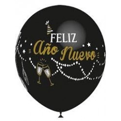 8 GLOBOS 112P4173 NEGRO AÑO NUEVO