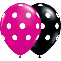 $D 25 GLOBOS 11" TOPOS NEGRO/FUCSIA